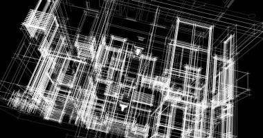 Mimari sanat konseptinde soyut çizgiler, minimum geometrik şekiller. 