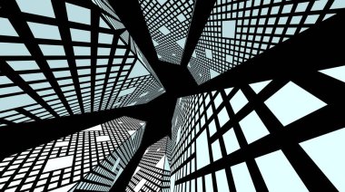 Arkaplanda mimari bina 3d illüstrasyon