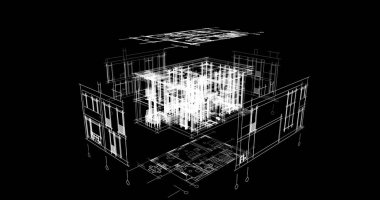 Mimari sanat konseptinde soyut çizgiler, minimum geometrik şekiller. 