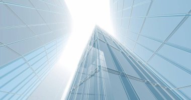 Arkaplanda mimari bina 3d illüstrasyon