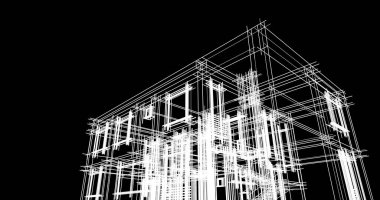 Mimari sanat konseptinde soyut çizgiler, minimum geometrik şekiller. 