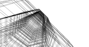 Arkaplanda mimari bina 3d illüstrasyon