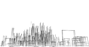 Arkaplanda mimari bina 3d illüstrasyon