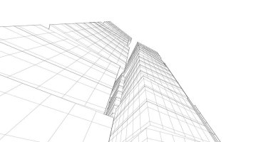 Arkaplanda mimari bina 3d illüstrasyon