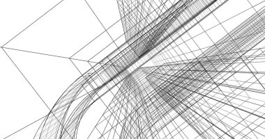 Mimari sanat konseptinde soyut çizgiler, minimum geometrik şekiller. 