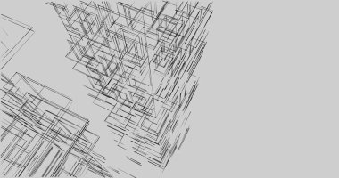 Arkaplanda mimari bina 3d illüstrasyon