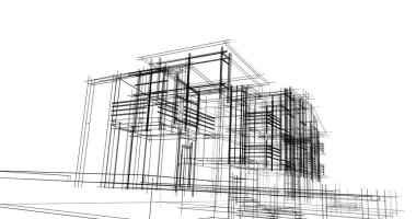 Mimari sanat konseptinde soyut çizgiler, minimum geometrik şekiller. 