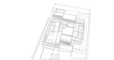 Mimari sanat konseptinde soyut çizgiler, minimum geometrik şekiller. 