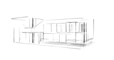 Mimari sanat konseptinde soyut çizgiler, minimum geometrik şekiller. 