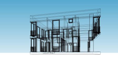 Mimari sanat konseptinde soyut çizgiler, minimum geometrik şekiller. 