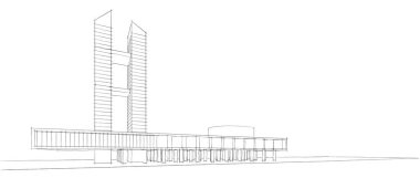 Mimari sanat konseptinde soyut çizgiler, minimum geometrik şekiller. 