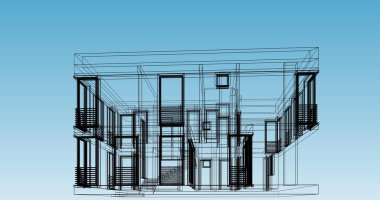 Mimari sanat konseptinde soyut çizgiler, minimum geometrik şekiller. 