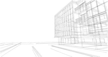 Mimari sanat konseptinde soyut çizgiler, minimum geometrik şekiller. 