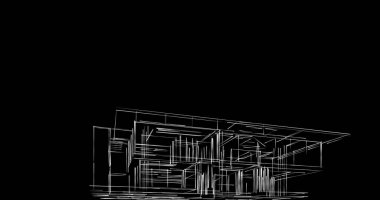 Mimari sanat konseptinde soyut çizgiler, minimum geometrik şekiller. 