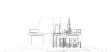 Arkaplanda mimari bina 3d illüstrasyon,