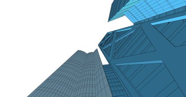 Arkaplanda mimari bina 3d illüstrasyon