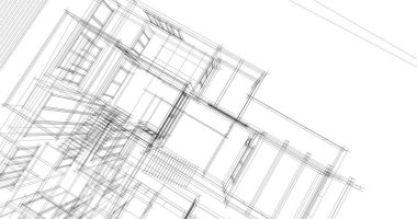 Mimari sanat konseptinde soyut çizgiler, minimum geometrik şekiller. 