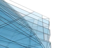 Mimari sanat konseptinde soyut çizgiler, minimum geometrik şekiller. 