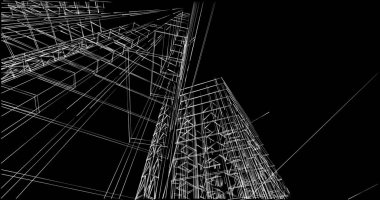 Mimari sanat konseptinde soyut çizgiler, minimum geometrik şekiller. 