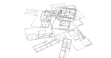 Mimari sanat konseptinde soyut çizgiler, minimum geometrik şekiller. 