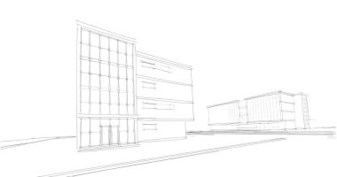 Mimari sanat konseptinde soyut çizgiler, minimum geometrik şekiller. 