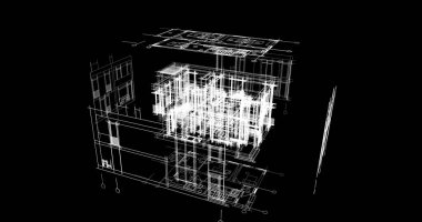 Mimari sanat konseptinde soyut çizgiler, minimum geometrik şekiller. 