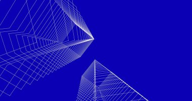 Mimari sanat konseptinde soyut çizgiler, minimum geometrik şekiller. 