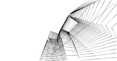 Mimari sanat konseptinde soyut çizgiler, minimum geometrik şekiller. 