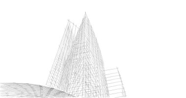 Mimari sanat konseptinde soyut çizgiler, minimum geometrik şekiller. 