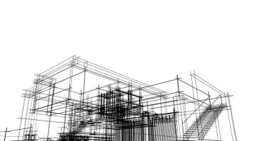 Mimari sanat konseptinde soyut çizgiler, minimum geometrik şekiller. 