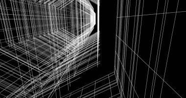 Mimari sanat konseptinde soyut çizgiler, minimum geometrik şekiller. 