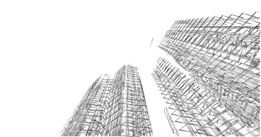 Mimari sanat konseptinde soyut çizgiler, minimum geometrik şekiller. 