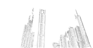 Arkaplanda mimari bina 3d illüstrasyon