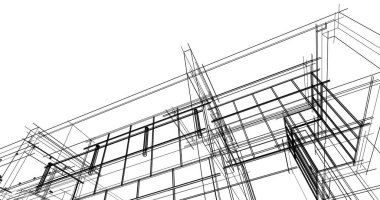 Mimari sanat konseptinde soyut çizgiler, minimum geometrik şekiller. 