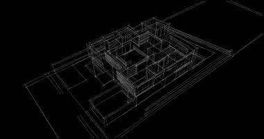 Arkaplanda mimari bina 3d illüstrasyon