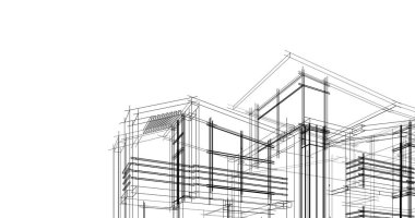Mimari sanat konseptinde soyut çizgiler, minimum geometrik şekiller. 