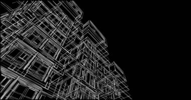 Mimari sanat konseptinde soyut çizgiler, minimum geometrik şekiller. 