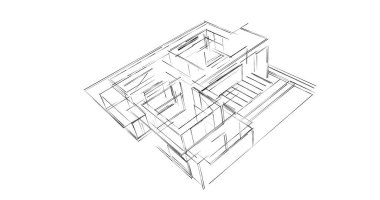 Mimari sanat konseptinde soyut çizgiler, minimum geometrik şekiller. 