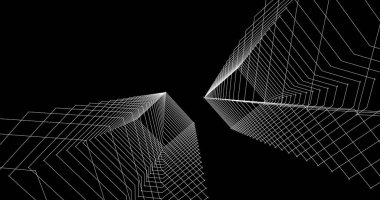 Mimari sanat konseptinde soyut çizgiler, minimum geometrik şekiller. 