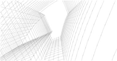 Mimari sanat konseptinde soyut çizgiler, minimum geometrik şekiller. 