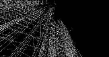 Mimari sanat konseptinde soyut çizgiler, minimum geometrik şekiller. 