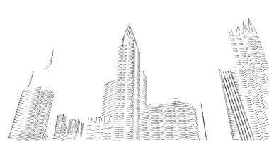 Arkaplanda mimari bina 3d illüstrasyon