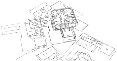 Mimari sanat konseptinde soyut çizgiler, minimum geometrik şekiller. 