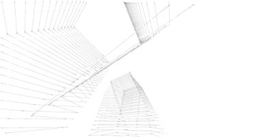 Mimari sanat konseptinde soyut çizgiler, minimum geometrik şekiller. 