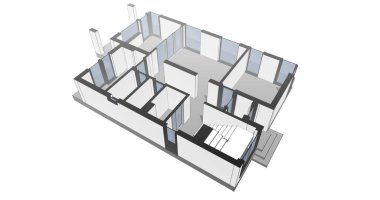 Mimari sanat konseptinde soyut çizgiler, minimum geometrik şekiller. 