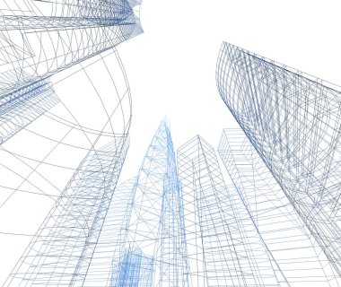Mimari sanat konseptinde soyut çizgiler, minimum geometrik şekiller. 