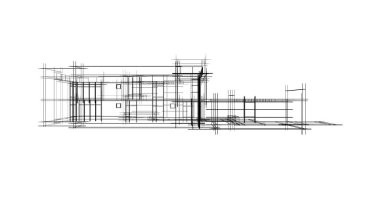 Mimari sanat konseptinde soyut çizgiler, minimum geometrik şekiller. 