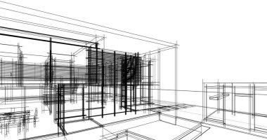 Arkaplanda mimari bina 3d illüstrasyon