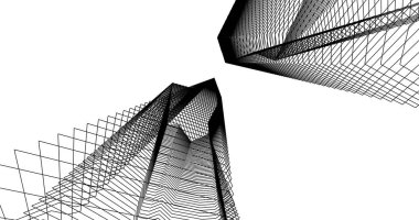 Mimari sanat konseptinde soyut çizgiler, minimum geometrik şekiller. 