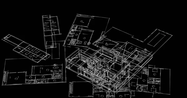 Líneas Abstractas Dibujo Concepto Arte Arquitectónico Formas Geométricas Mínimas — Foto de Stock